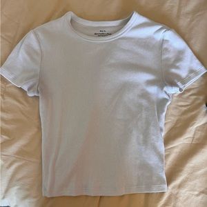 Abercrombie & Fitch Essential Cropped Ribbed Baby in White